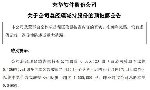 東華軟件總經(jīng)理呂波擬減持不超過(guò)150萬(wàn)股，信息系統(tǒng)集成服務(wù)行業(yè)前景引關(guān)注